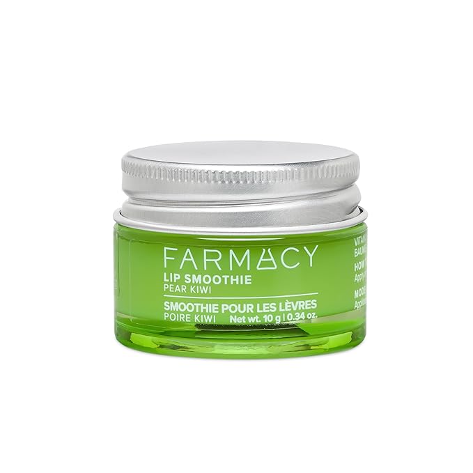 Farmacy Peptide Lip Balm - Lip Smoothie Hydrating Lip Balm with Vitamin C to Visibly Plump + Smooth Lip Lines - Nourishing Lip Treatment with a High-Gloss Finish - Pear Kiwi (10g)