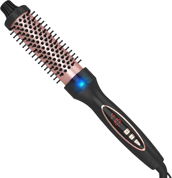 New Upgrade 1.25 Inch Thermal Brush Create Loose & Volume Curls Digital Display 9 Heat Settings Tourmaline Ionic Hair Curler 1 1/4 Inch Curling Iron Brush Dual Voltage for Traveling