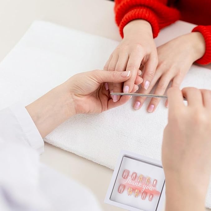 30 Pcs Press on Nail Boxes Packaging with 90 Pcs Adhesive Double Sided Tape with 30 Pcs Display Card for Nail Display White