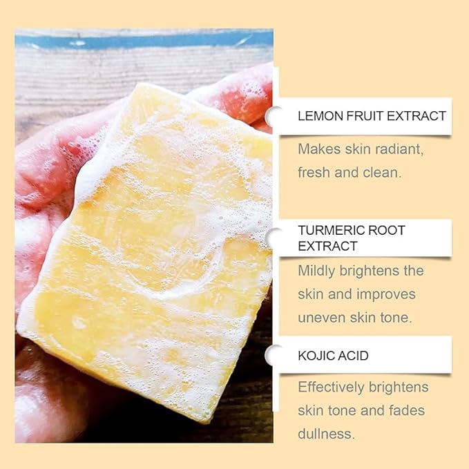 Turmeric Wash And Care Two Piece Set, Turmeric Facial Cleanser Turmeric Kojic Lemon Soap, Deep Cleansing Hydrating Facial Wash For All Skin Types (1)