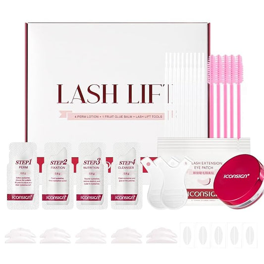 ICONSIGN Lash Lift Kit, Single Sachet Design Eyelash Fast Perm Kit with Glue Balm, Easy to Operate, Suitable for Salon & Home Use