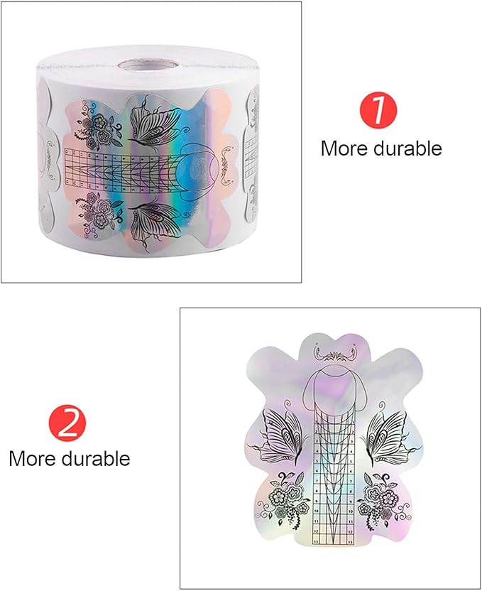 300pcs Nail Extension Sticker - Thicken Self Adhesive Nail Art Extension Sticker Nail Form Nail Art Form Nail Extension Form Beautiful Pattern Nail Gel Forms for Women