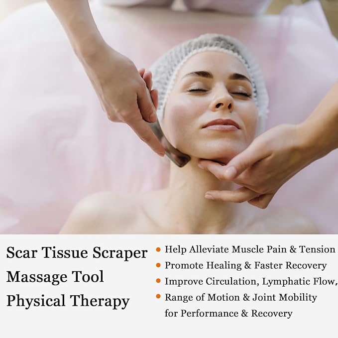 JWCASA Muscle Scraper Scar Tissue Massage Tools Foot, Neck, Knee, Leg Back Massager IASTM Tool for Physical Therapy & Plantar Fasciitis with 2 Pieces Set 4