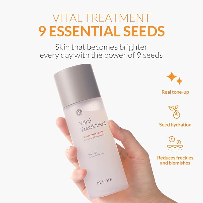 Blithe Vital Treatment 9 Essential Seeds Niacinamide Toner - Korean Skin Essence Green Tea Toner for Face, Clarifying Oily Skin Vitalizing & Dark Spots 1.83 Fl Oz