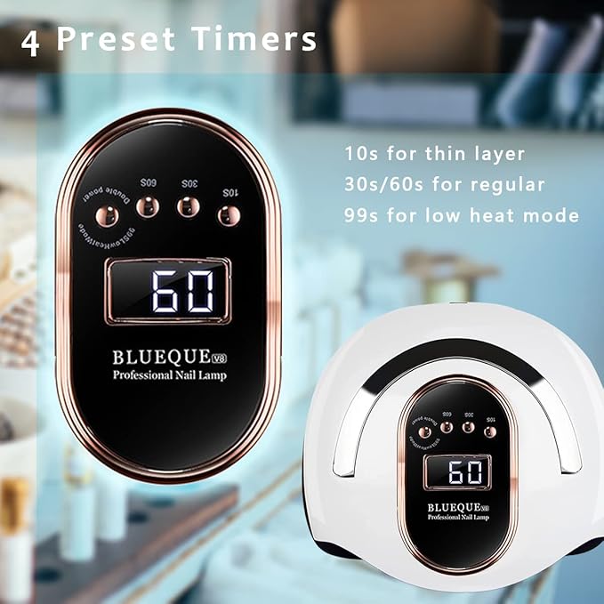 W&H UV LED Nail Dryer 168W Faster Gel Nail Curing Lamp for Gel Polish and Regular Polish Professional Machine Pedicure Manicure Fingernail and Toenail Nail (White 168W)