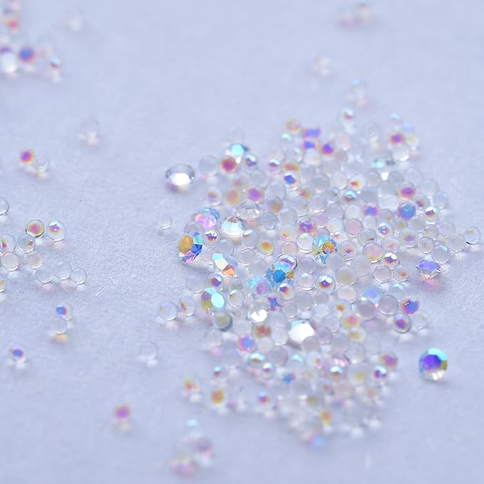 4 Bottle Micro Pixie Beads Gravel Nail Crystals Rhinestones Nail Decorations for DIY 3D Nail Art (AB Color 4pcs)