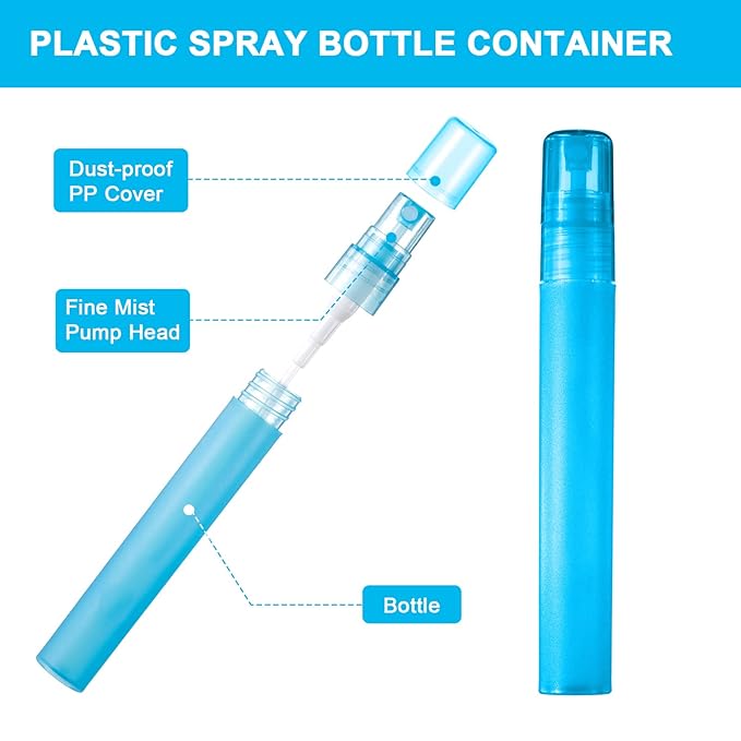 108 Pieces 10 ml Spray Bottles Plastic Perfume Bottles Empty Fine Mist Perfume Bottle for Essential Oils Supplies(Assorted Color)