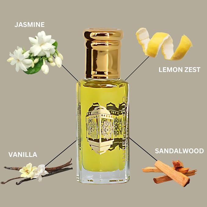 INTENSE OUD Yasmeen Al Arab Long Lasting Arabian Perfume Oils for Women 12ML (0.40 OZ) Fragrance Oil with Jasmine, Lemon Zest, Vanilla, Musk & Sandalwood - Concentrated Perfume Oil in Black Gift Box