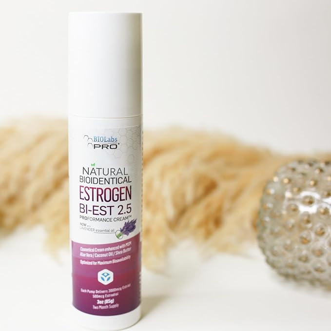 BioLabs PRO Natural Bioidentical 2.5 Estro Cream, Combo For Women Two-Month Supply (Lavender-3oz)