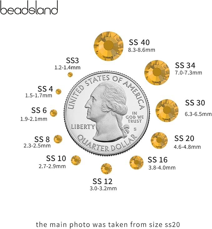 Beadsland Hotfix Rhinestones Bulk, 14400pcs Topaz Hot Fix Rhinestones for Crafts Clothes DIY Decoration, Topaz, SS10, 2.7-2.9mm