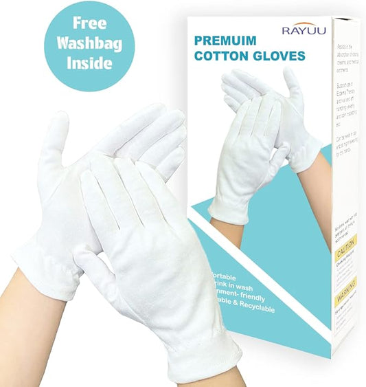 Moisturizing Cotton Glove for Dry Hand Treatment, Nighttime Sleeping Gloves for Eczema, Dry Sensitive Irritated Skin, Hands SPA, Lightweight, Durable and Reusable, Mitten (M - 3 Pairs)