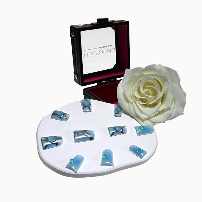 Handmade Press on Nails Gifts For Women COOLYOUNG Duck Nails Press on Include 1 Storage Pouch 1 Gift Box 48 Nail Glue Stickers 10Pcs 3d Press on Nails (M)