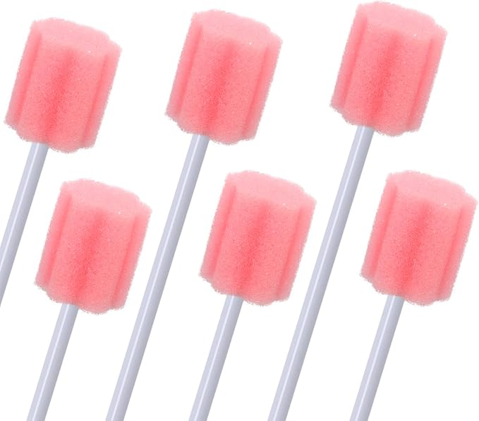 250 Pcs Disposable Mouth Swabs Sponge, BVN Oral Swabs, Oral Care Swabs Disposable, Mouth Swabs, Unflavored and Sterile Disposable Dental Swabsticks for Mouth Cleaning, Pink