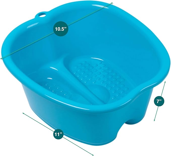 AllSett Health Foot Soaking Bath Basin – Large Size for Soaking Feet | Pedicure and Massager Tub for at Home Spa Treatment | Callus, Fungus, Dead Skin Remover, Blue