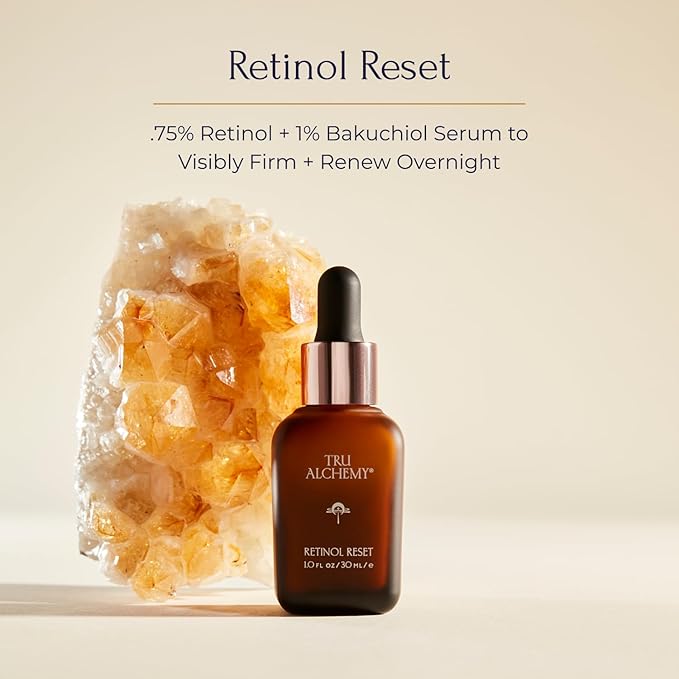 Tru Alchemy Retinol Reset Revitalizing Retinol Serum for face - Wrinkle Appearance Serum & Retinol Cream for Face w/Bakuchiol, Niacinamide for Overnight Renewal w/Long-Term Radiance - 1 fl oz