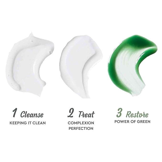 BioClarity 3-Step Acne Routine, Full Size, for Oily or Acne-Prone Skin, Clean Vegan Ingredients, Includes Cleanser, Salicylic Acid Acne Treatment Gel, Restorative Green Gel