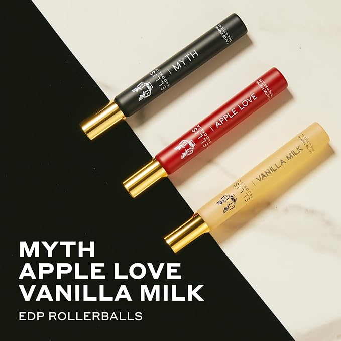 Ellis Brooklyn LOVE TRIANGLE Rollerball Trio - Clean Perfume for Women, APPLE LOVE, VANILLA MILK, MYTH Rollerball Perfume Travel Size Perfume Gift Set