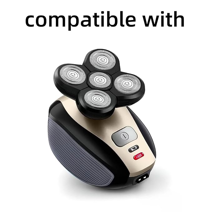 4PCS Shaver Replacement Blades for Head Shaver, 5 Blades Shaver Heads for Bald Men, Head and Face Electric Razor Shaver Heads, 2 Cleaning Brush