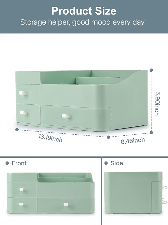 ONXE Makeup Organizer with Drawers,Large Capacity Countertop Organizer for Vanity,Bathroom and Bedroom Desk Cosmetics Organizer for Skin Care,Brushes, Eyeshadow, Lotions, Lipstick, Nail Polish