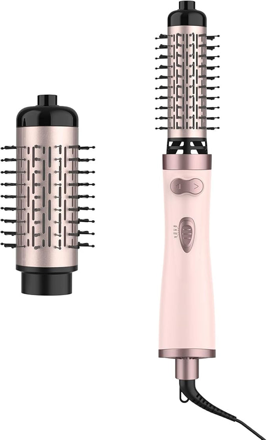 ANWA Rotating Hair Dryer Brush, 4-in-1 Hot Air Styler and Rotating Brush, Rotating Blow Dryer Brush with 2 Detachable Brushes(1.5"& 2"), Pink