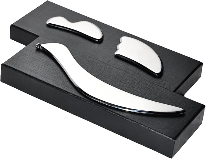 JWCASA Muscle Scraper Scar Tissue Massage Tools Foot, Neck, Knee, Leg Back Massager IASTM Tool for Physical Therapy & Plantar Fasciitis with 3 Pieces Set 19