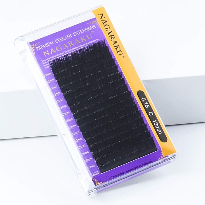 NAGARAKU 5 Trays Eyelash Extensions 0.07mm D curl 7-15mm Mix Tray Individual Lashes Classic Matte Black Faux Mink 16 Rows Professional Beauty Salon Supplies