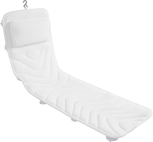 Full Body Bath Pillow for Bathtub, Non-Slip Bath Pillows for Tub, Spa Bathtub Pillow Cushion for Headrest Neck Shoulder and Back Rest Support，Relaxation Spa Accessories-50 x 15" (White)