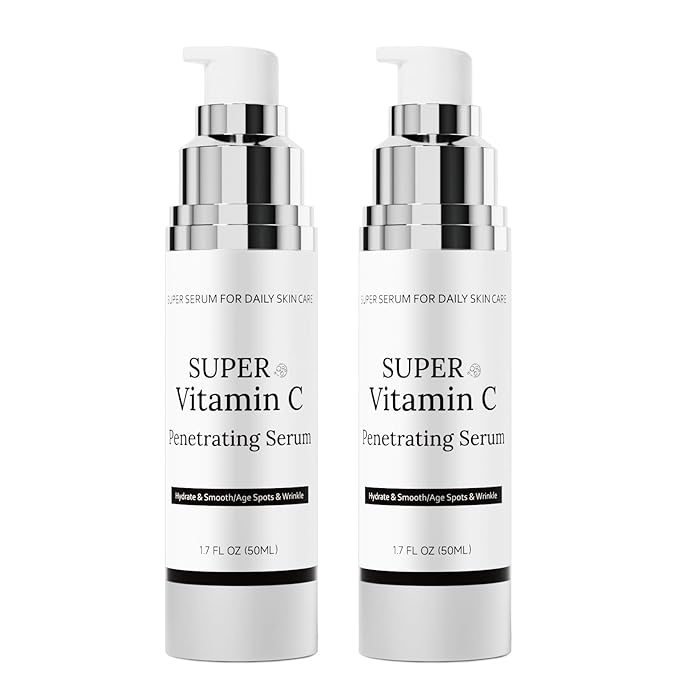 Super Vitamin C Serum for Women Over 70, Vitamin C Serum for Face, 2pack All-In-One Hydrating, with Hyaluronic Acid Vitamin E Smooths Fine Lines for Neck Face,50ML