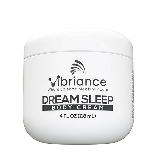 Vibriance Dream Sleep Body Cream, 4 fl oz - Fluffy Full Moisturizer for Dry Skin, Relaxation and Rejuvenation with Therapeutic Ingredients, Soothing Vanilla Aromatics