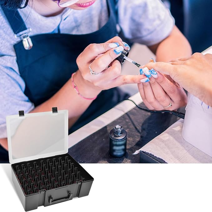 ALCYON Universal Nail Polish Holder & Organizer Contains 54 Bottles for Gellen, for Beetles, for Sally Hansen, for OPI, for Essie and Other Fingernail Polish (ONLY A CASE)-Black