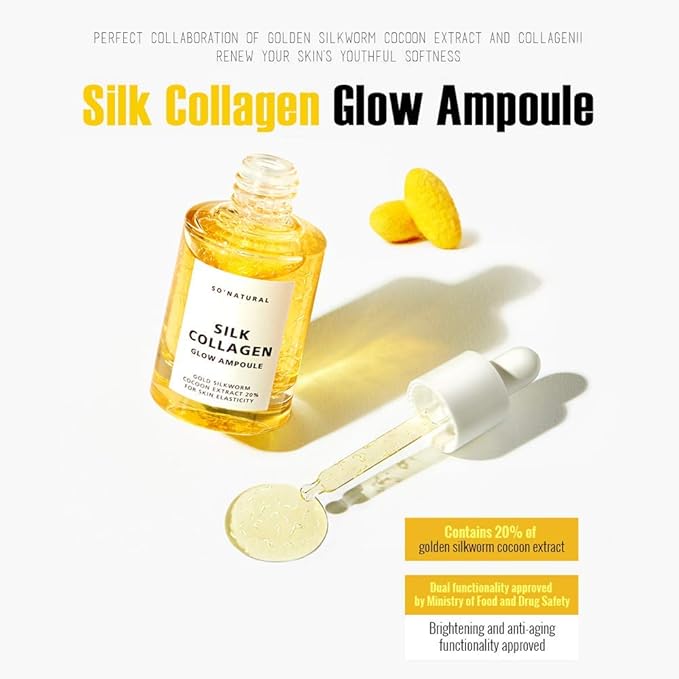 SO NATURAL SILK COLLAGEN GLOW AMPOULE - Anti-Aging Serum, Intense Hydration + Moisture