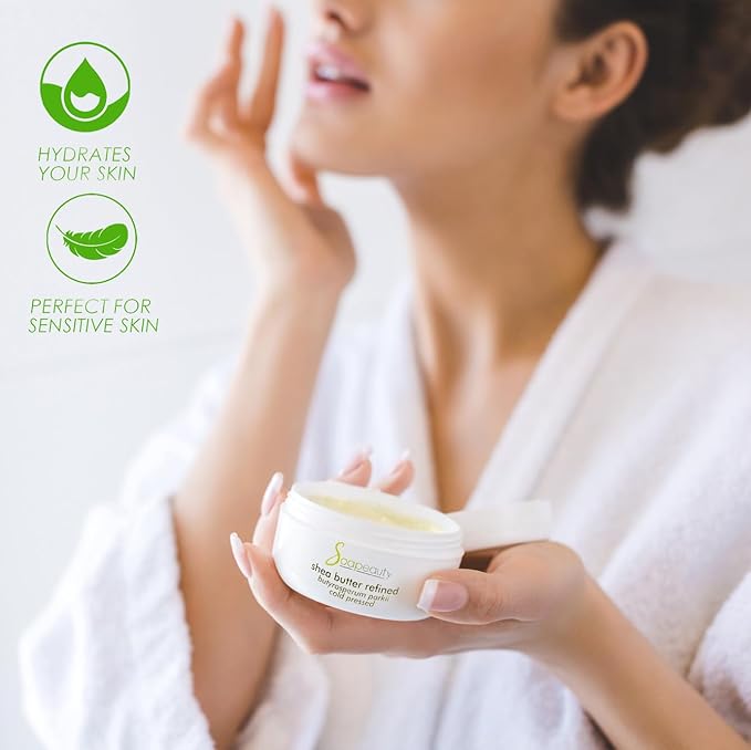 Soapeauty 100% Pure Refined African Shea Butter - Expeller Pressed, Odorless - Pure Moisturizer for Skin & Hair - Ethically Sourced from Ghana | 24 oz (2 * 12 oz)