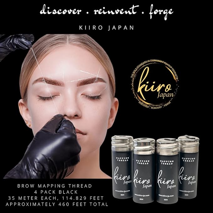 4PK Premium brow mapping string, Effortless eyebrow mapping. The perfect PMU Supplies and Microblading Supplies for your eyebrow measuring tool kit. 459.3FT per 4 pack! (4 Pack - Black)