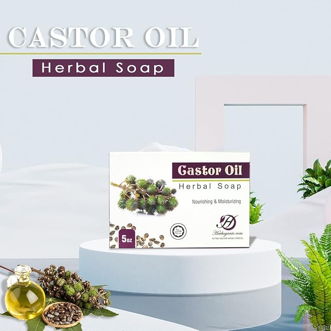 Castor oil Herbal Soap | Pack of 6 of 5oz soap Bar | Ideal for Men and Women, Soothing and Nourishing Soap for Moisturization