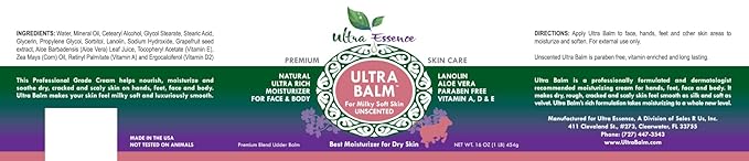 Daily Moisturizer For Dry Itchy Skin, Psoriasis and Eczema Relief That Contains Lanolin, Vitamins A, D & E, Aloe Vera, To Moisturize Face, Body, Dry Hands & Cracked Heels (Unscented)