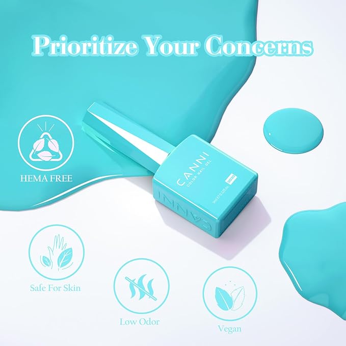 CANNI Gel Nail Polish Set, 6 Colors 9ML Nail Light Blue Magic Mint Light Green Beige Gel Nail Polish Soak Off Uv LED Lamp Nail Art Design Manicure Salon for Women