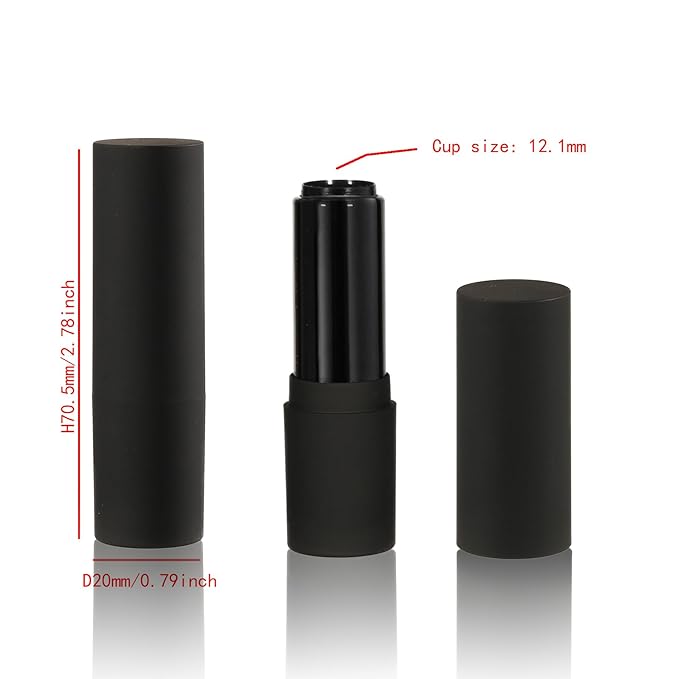COSIDEA 30pcs Empty Round Matte Black 12.1mm lipstick tubes Man's lipbalm container DIY cosmetic packing tube