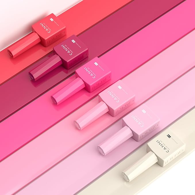 CANNI Pink Gel Nail Polish Set 6 Colors, Hot Pink Light Bright Pink Magenta Tones Craze Nail Art Design at Home DIY Soak off UV LED Manicure French Nail Salon