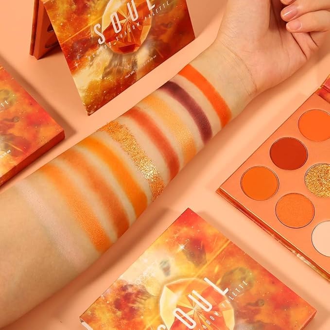 docolor Eyeshadow Palette 9Colors Orange Eyeshadow Gemstone Shadow Palettes Highly Pigmented Mattes Shimmers Naked Smokey Glitter Cream Colorful Powder Blendable Long Lasting Waterproof Makeup Palette