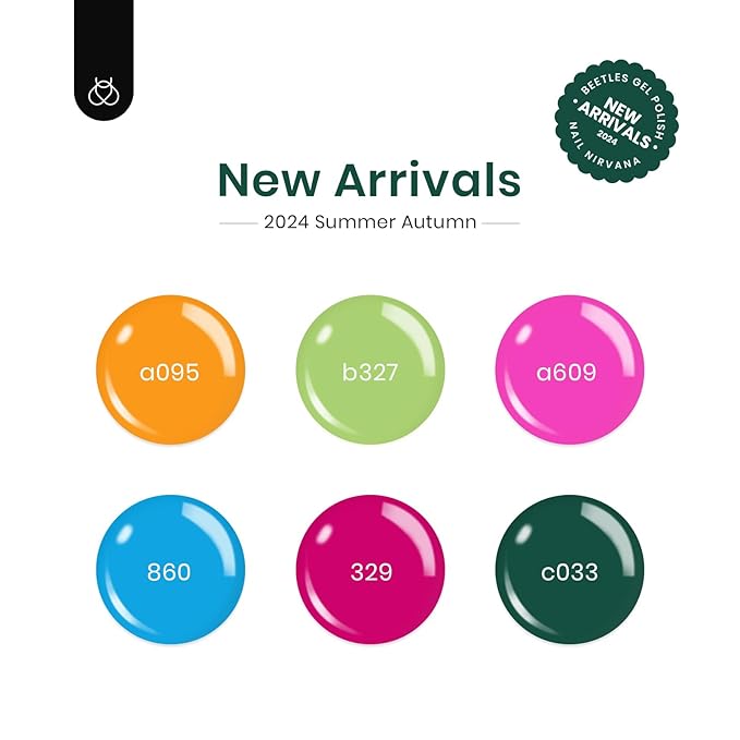 Beetles 6Colors Gel Polish Set- Deep Pink Green Blue Orange Gel Nail Polish Rainbow Hot Pink Nail Polish Boundless Energy Collection Holiday Nail Art Design, Soak Off Uv LED Gel Manicure DIY Home