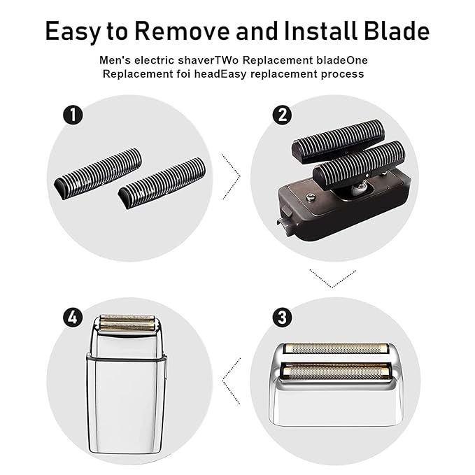 Shaver Replacement Foil and Cutters compatible with BaBylissPRO Barberology Double FXFS2 (2PC Silver)