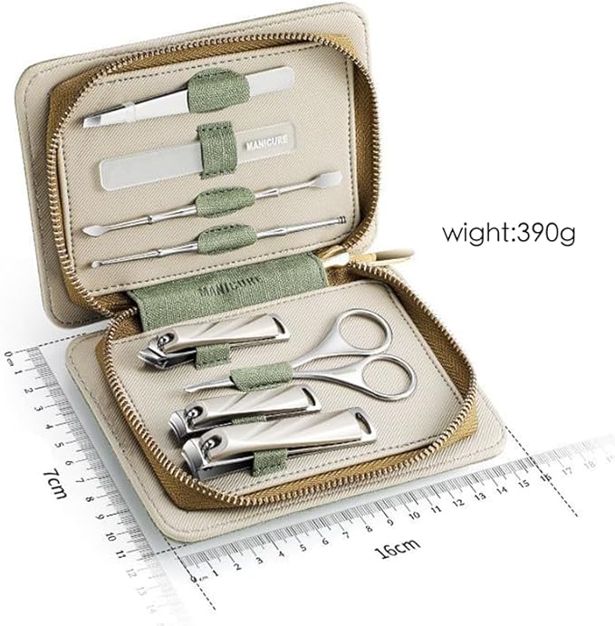 8-Piece Manicure & Pedicure Set - Stainless Steel Nail Clippers, Toenail & Fingernail Cutters with Travel Case, Complete Grooming Kit (Green)