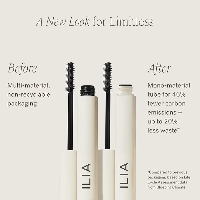 ILIA - Limitless Lash Mascara | Non-Toxic, Cruelty-Free, Lightweight & Nourishing, Flake + Smudge-Resistant, Black Mascara, Ophthalmologist-Tested, Safe For Sensitive Eyes