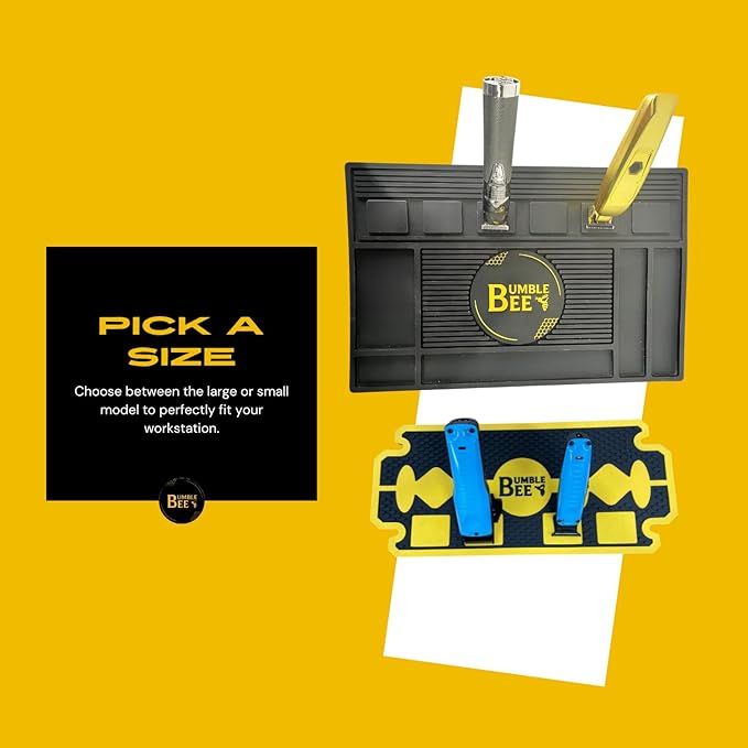 BUMBLE BEE Barber Equipment, Magnetic Barber Mat Non-Slip Heat Resistant Surface - Barber Mats for Clippers, Quick Access, Easy Cleaning - Barber Station Mat and Barber Organizer Station. (Large)