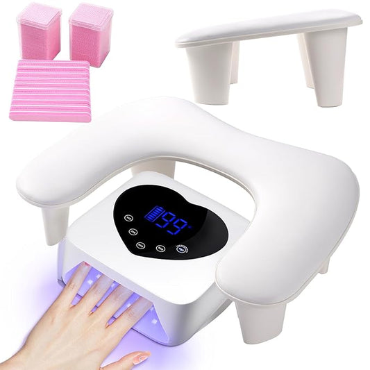 Arm Rest for Nails Tech Professional Manicure Hand Rest Pillow U-Shaped Soft PU Leather Detachable Manicure Hand Rest for Nails Toenails and Acrylic Nails Tech White
