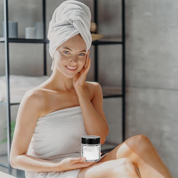 Aoriher 60 Pieces Glass Jars with Lids Clear Small Mason Empty Round Spice Wide Mouth Canning Storage Refillable Cosmetic Containers for Lotions Cream Powders (1 oz) clear and black HS-Aoriher-23870