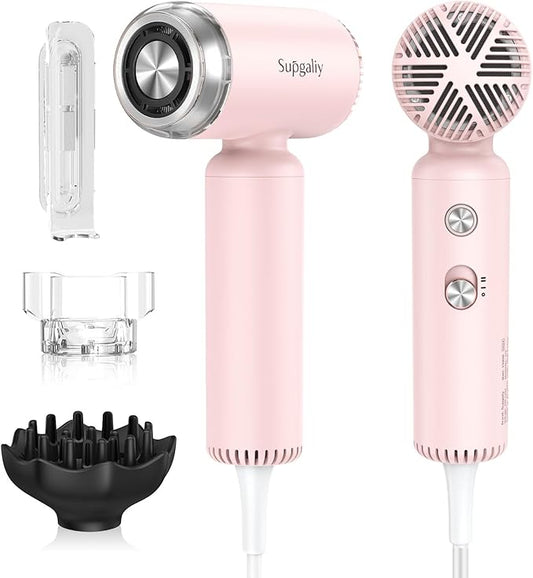 Hair Dryer 110V Only- Ionic High-Speed Motor for Fast Drying, Portable Lightweight Blow Dryer, Quiet Professional Blowdryer with Magnetic Curly Diffuser & Concentrator for Home Travel