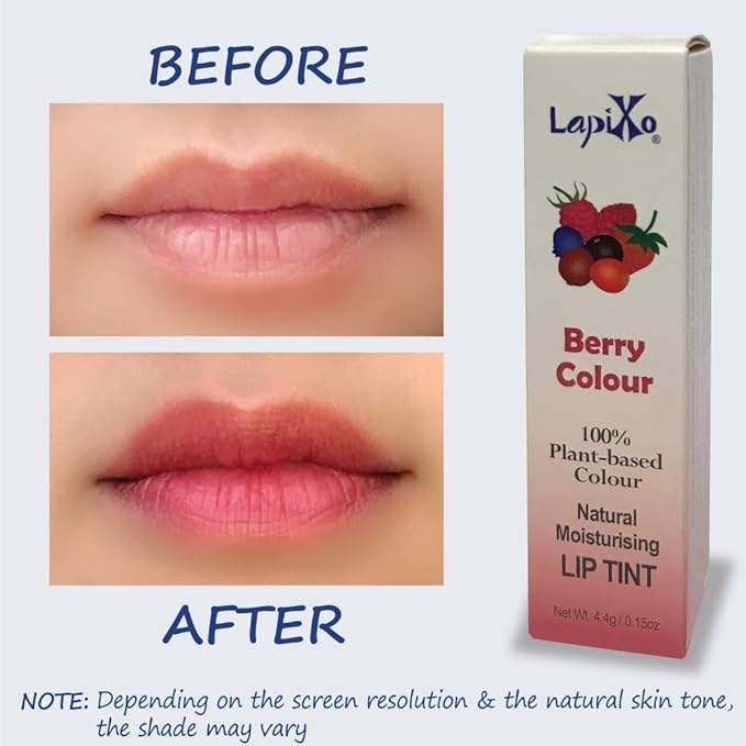 100% Plant-based Color, Unique Natural Moisturizing Lip Tint, 2-in-1 | Non-Toxic, All Food Ingredients, Antioxidant-rich Superfoods, Natural Matte Sheer, Buildable, 4.4g/0.15oz (Berry color)
