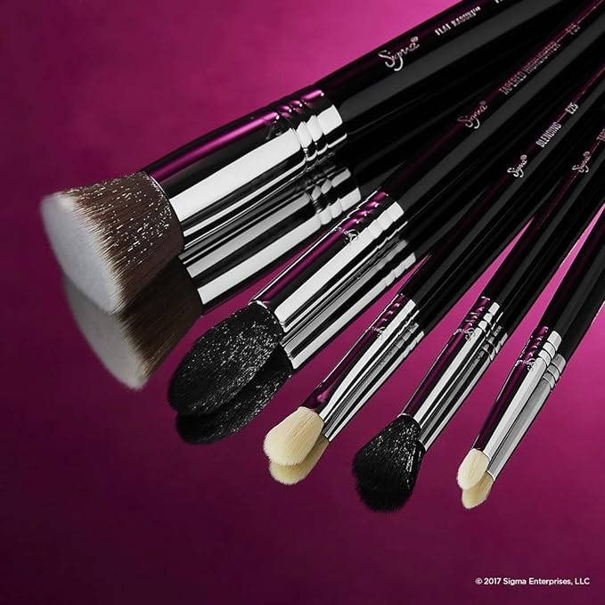 SIGMA Beauty Most Wanted Makeup Brush Set – Set of 5 Favorite Makeup Brushes for Foundation, Highlighter, Eyeshadow, Pencil Liner, and Blending (5 pcs)