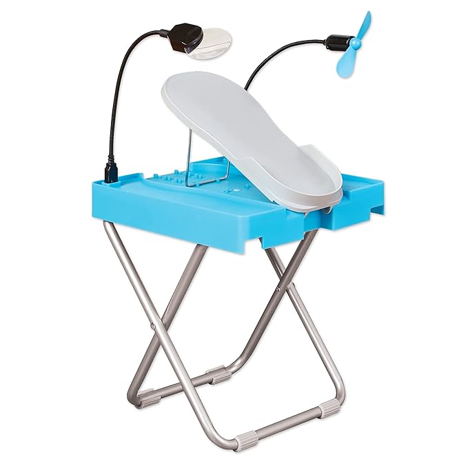 Salon Step The Beauty Footrest for Easy at-Home Pedicures, Treat Your Feet, No More Bending or Stretching with LED Magnifier, Drying Fan, Adjustable Foot Rest, Non-Slip Sturdy Legs & Built-in Storage